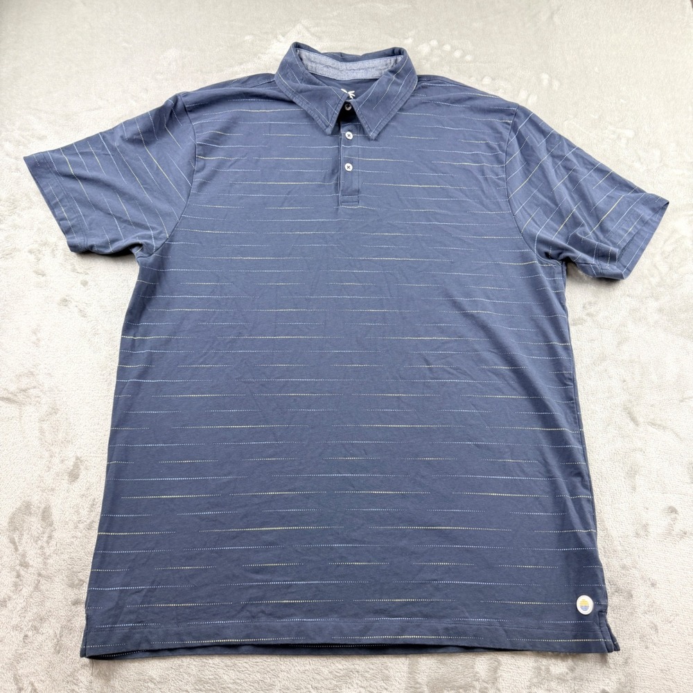 Desert Dunes Men's XXL Polo Shirt Blue Striped Short Sleeve Cotton Blend